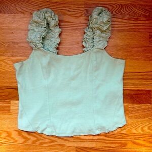 Anthropologie Ribbed Corset Tank in Mint Green